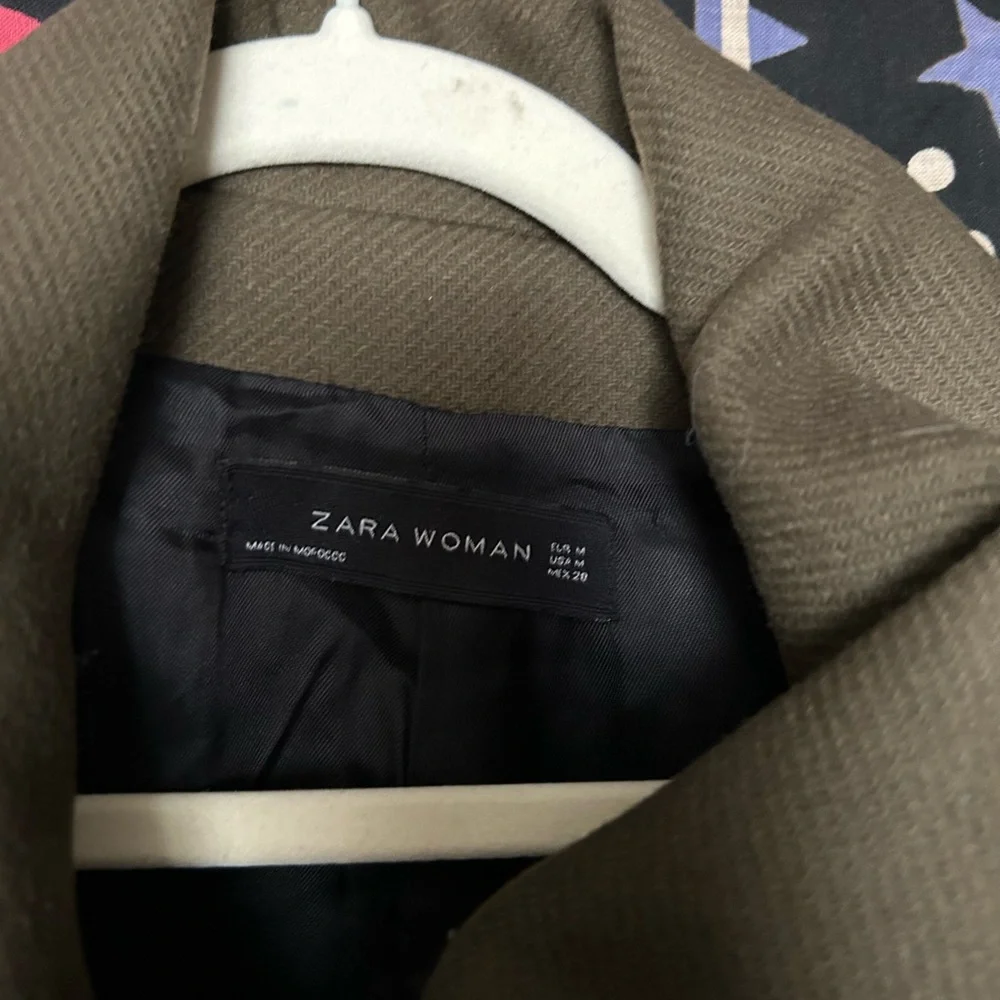 Zara Olive Green Studded Coat M - Picture 2 of 6